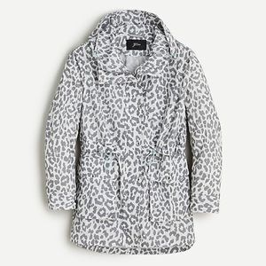J.Crew perfect rain jacket ivory leopard NWT large